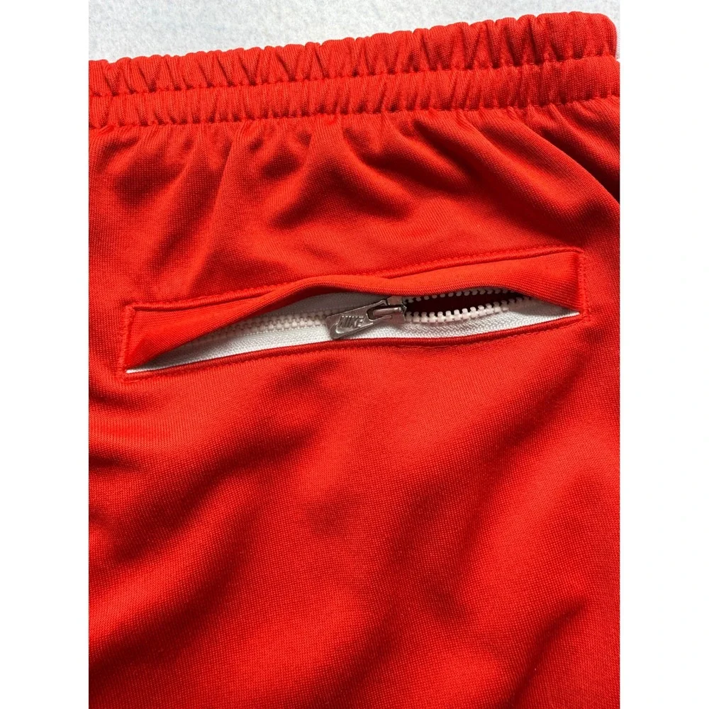 Nike Sportswear Mens XXL Red Track Pants White Side Stripe Zipper Pocket